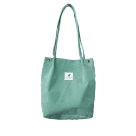 Lziizl Corduroy Tote Bag Women Canvas Shoulder Handbags Casual Big Capacity Shopping School Bag for Girls Ladies Light green