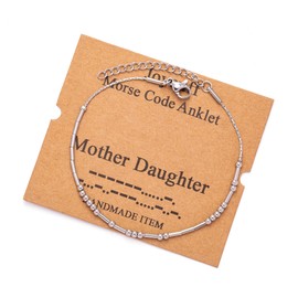 JoycuFF Mother Daughter Gifts for Mom Daughter Funny Secret Message Ankle Bracelets for Women Wife Mom Daughter Fiancee Girlfriend Adjustable Silver Morse Code Jewelry Mother Daughter