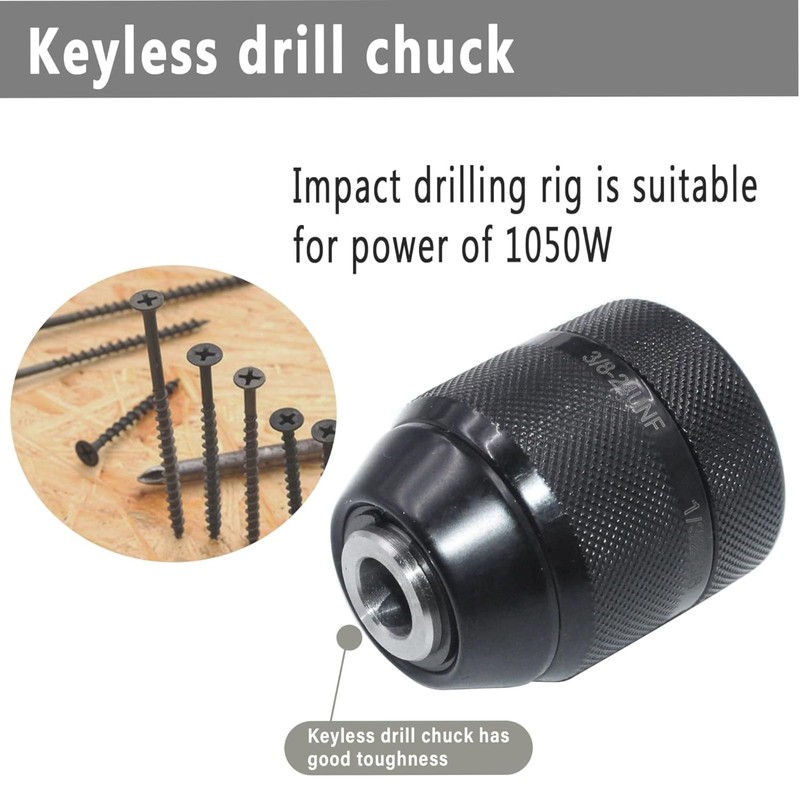 Keylless Drill Chuck, Electric Drill, 3/8 Thread 0.8 mm-10 mm
