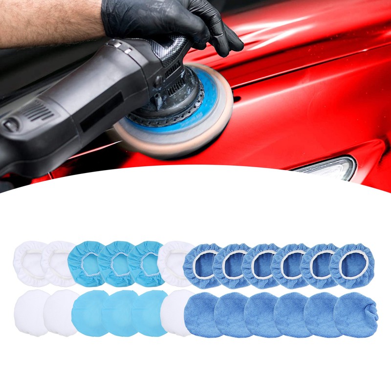 24 Packs Polishing Bonnet 6in/150mm Microfiber Nonwoven Cotton Buffing Pads