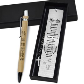 Christian Gifts Bible Verse Bookmark - Inspirational Christian Metal Bookmark with Motivational Pen - Religious Bookmark for Women, Men - for Book Lovers, Baptism, Birthday, Christmas, Friend Gifts