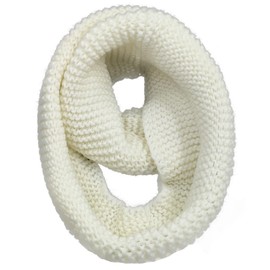 Warm Scarf for Winter Women & Men, Knit Wool Loop Infinity Scarves Thick & Chunky Neck Warmer For Cold Weather U-SY-W57, White, One Size