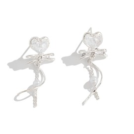 Bow Earrings Women Ribbon Stud Earrings Cute Ribbon Earrings Birthday Party Jewelry Christmas Gifts for Women (sliver-6), Small, Copper, No Gemstone