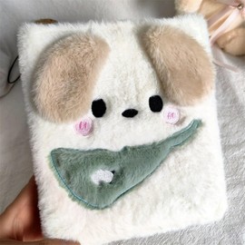 Seal Book for Girls A6 Binder with Fluffy Animal Design, Cute Seal Book, Base Sheet, 6 Holes, Storage Refill Included, Perfect for Collection, School, Home, Gift (Puppy Wearing a Fluffy T-Shirt)