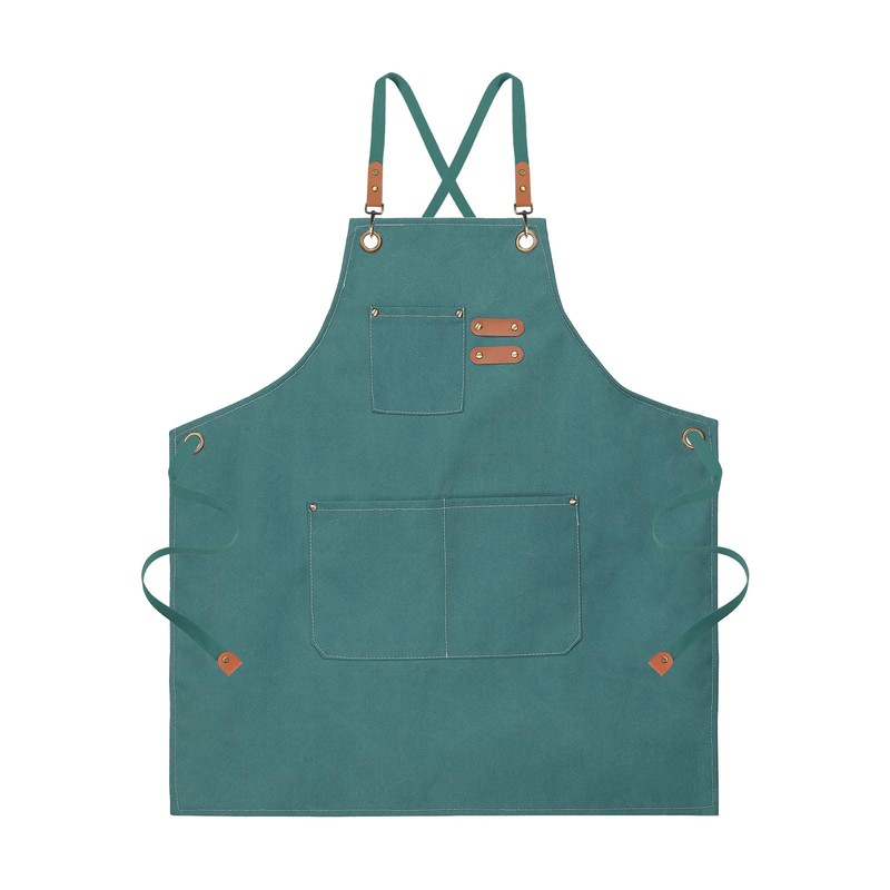 sourcing map Canvas Chef Aprons 75x68cm Adjustable Strap Waterproof Cross