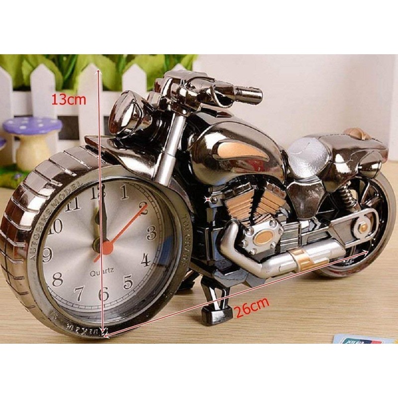 Morningplace Motorcycle Harley Style Alarm Clock, Cool, Metallic, Classic Interior
