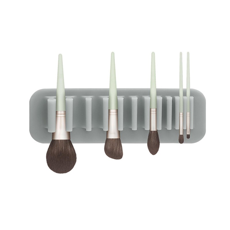 MEELYHOME Wall-Mounted Makeup Brush Organizer Silicone Cosmetic Brush Storage Rack