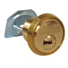 Maxtech Polished Brass 1-1/8" Rim/Mortise Cylinder With 2 Keys 006 KEYWAY