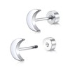 BLISI Titanium Moon Earrings Silver 20G Hypoallergenic Silver Moon Studs