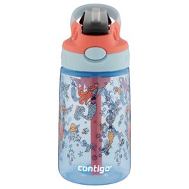 Contigo Aubrey - Botella de agua limpia para niños, con popote de silicona y tapa a prueba de derrames, apta para lavaplatos, 14 onzas, sirenas