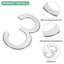 M METERXITY 1-Pack House Number, 4 Inch 304 Stainless Steel Mailbox Number Door Number Signage for Garden/Hotel/Mailbox/Address/Sign, House Number for Outside [Number 3, Silver]