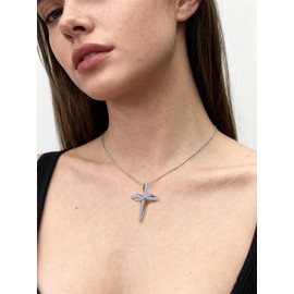 SeiMios 925 Sterling Silver Cross Necklace for Women Twisted Infinity Cross Crucifix Pendant Necklaces Birthstone June Alexandrite
