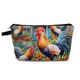 YULUENZE Rooster Makeup Bag Cute Small Organizer Bag with Zipper Rooster Cosmetic Bag Aesthetic Birthday Present for Women Sisters Friends -2