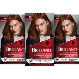 Brillance Intensive Colour Cream Hair Colour 867 Mahogany Brown Level 3, Pack of 3 (3 x 160 ml)