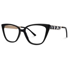 Zeelool Vintage Acetate Oversized Cat Eye Blue Light Blocking Glasses Eyewear for Women Knapp ZWA215110-01 Black