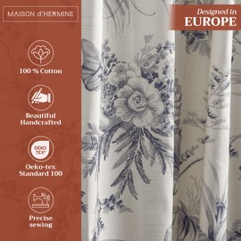 Maison d' Hermine 100% Cotton Curtain - 50"x84" Delft Decorative Curtain - Aesthetic Curtains for Farmhouse, Kitchen & Bedroom - for Spring & Summer - Paradise Collection