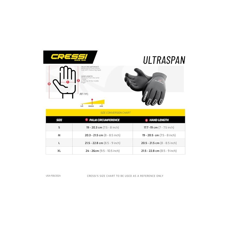 Cressi Ultraspan 5 mm Neoprene Gloves - Black, Medium