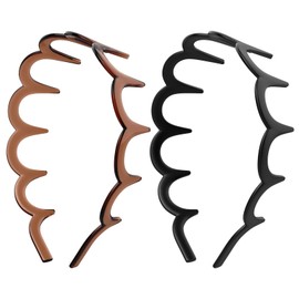 KISARG Headband Headband for Men and Women, Unisex, Stays in Place, Painless, Comb Included, Hair Clip, Facial Wash, Bath, Strong, Tight, Plastic, Thick, Set of 2, Black and Scarred