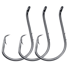 Dr.Fish 100 Pack Baitholder Fishing Hooks, Octopus Circle Hooks Offset for Saltwater & Freshwater Live Bait, Bass Catfish Striper 6/0