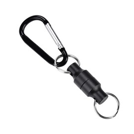Fly Fishing Magnetic Net Release Clip Hanging Holder Lanyard Clip Carabiners Single Keychain Hook Magnet Buckle, Magnet Buckle Fly Fishing for Outdoor Camping Tent, Awning, Caravan (Black Single)