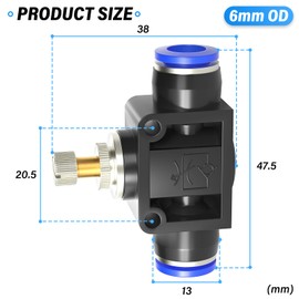 ERGAOBOY 5 Pcs 6mm OD Air Flow Control Valve with Push to Connect Fitting,Straight Speed Controller (SA6)