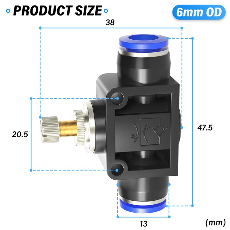 ERGAOBOY 5 Pcs 6mm OD Air Flow Control Valve with