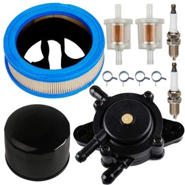 Carkio Fuel Pump Air Filter Oil Filter Spark Plug Fuel Filter Clamps Replacement for Briggs & Stratton Vanguard V-Twin 12.5-21HP