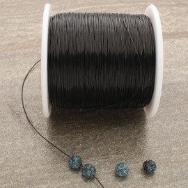 Stretch Magic Bead & Jewelry Cord - Strong & Stretchy, Easy to Knot - Black Color - 0.7mm Diameter - 100-Meter (328 ft) Spool, Storage Display Box Included - Elastic String for Making Beaded Jewelry