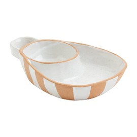 Mud Pie Terracotta Chip & Dip, 7" x 9 3/4", White