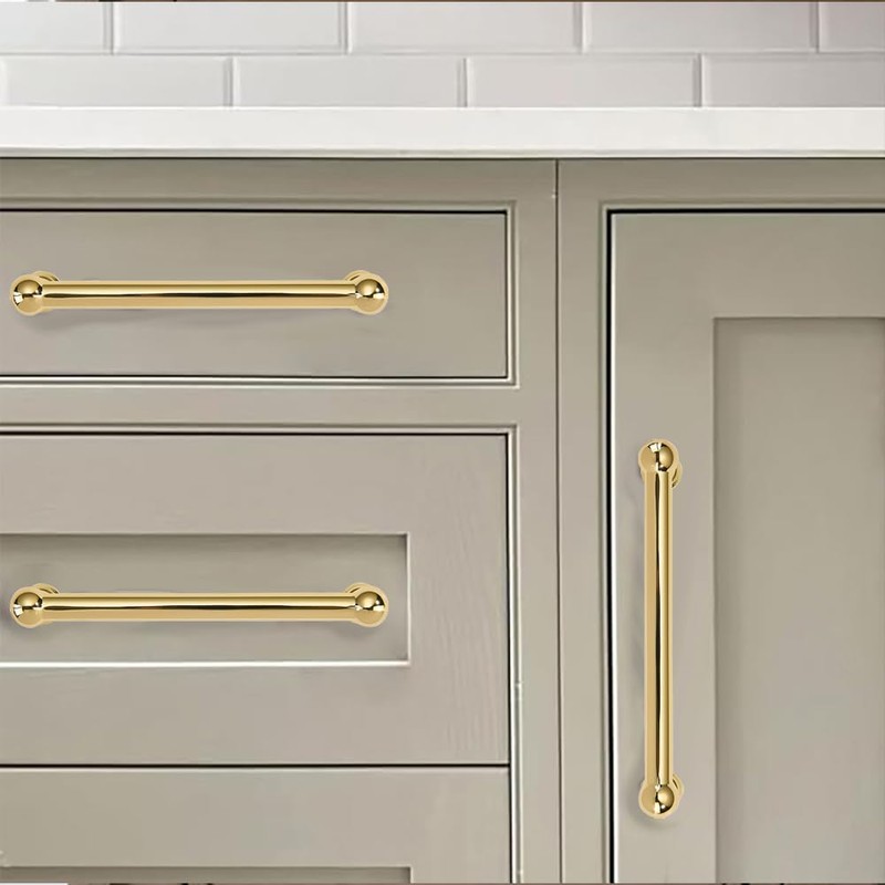 khtumeware 10 Pack 6 Inch Hole Center Polished Brass Cabinet