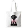 JINYO Dog Coquette Pink Bow Canvas Tote Bag for Women,