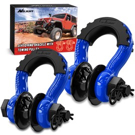 Nilight 3/4" D Ring Shackle with Towing Pulley 2 Pack 4.75 Ton (9500 Lbs) 7/8" Pin Heavy Duty Off Road Recovery Shackle with Isolators Washer Kit for Jeep Truck Tractor Vehicle ATV UTV, Blue