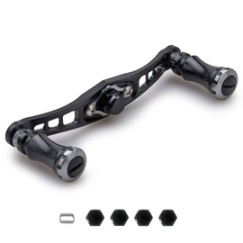 HEIGHTEN 3.6 inches (92 mm) Bait Reel Handle for Shimano, Daiwa, Abu Garcia Compatible Bait Reels, Chess Series (3.6 inches (92 mm), Black (Handle)/Black & Gunmetal (Knob)) (319)