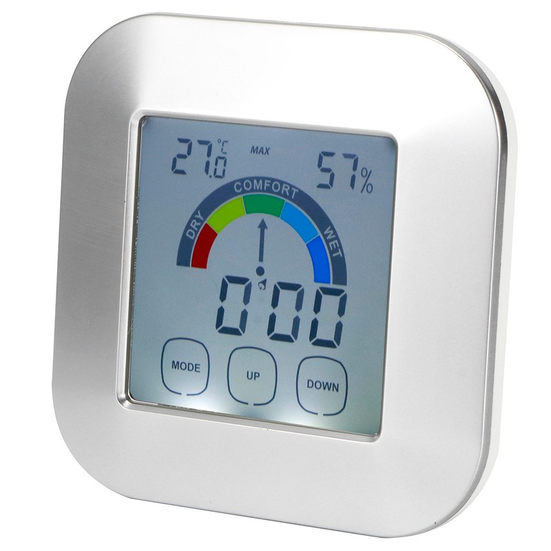 Indoor Touch LCD Screen Thermometer Hygrometer Electric Alarm Clock for