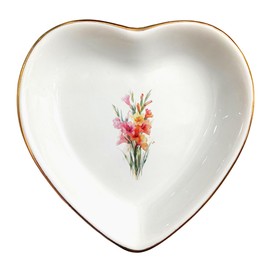 CLOVER89 August Gladiolus Flower Ring Dish-Floral Jewelry Dish for Hippie,Nature,Pace-January Flower for Mom,Mother-in-law,Step Mom,Godmother,Aunt,Grandma,Sister,Friend-Virgo Birthday Gifts