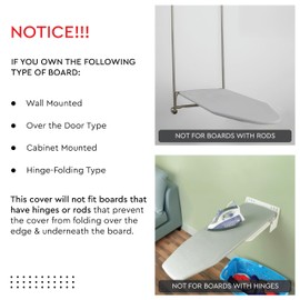 Encasa Fundas para tabla de planchar (14 x 42 pulgadas) con cordón de ajuste con acolchado de fieltro grueso de 3 mm, fácil ajuste, resistente a las quemaduras, impresas, azulejos grises