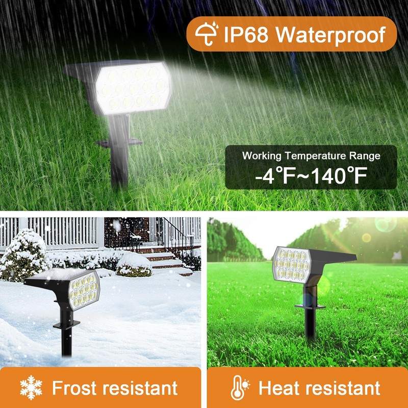 WELALO Solar Spot Lights Outdoor, [6 Pack/65 LED/3 Modes] Solar