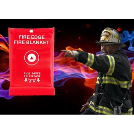 Fire Edge Emergency Fire Blanket - 4 Pack - Fire Suppression Blanket for Kitchen, 40” x 40”, for Home, Fiberglass Fire Blanket. (Full)