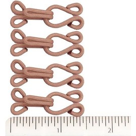 4 x Natural Tan Camel Large Covered Hooks & Eye Sewing Closure for Fur Coat Jacket Cape Stole Bracelet Jewelry Books Crafts and More