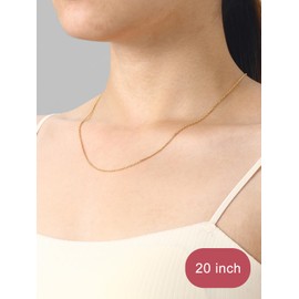 FOCALOOK Gold Chain Necklace Womens 1.4mm Rolo Cable Chain 14K Gold Chain for Women 24 Inch Long Sturdy Strong Lobster Clasp