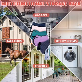 Montex Saddle Pad Rack 6 Bar Wall Mount, Saddle Blanket Rack Heavy Duty 180 Degree Swivel Extra Long Arms, Horse Blanket Holder for Storage Various Accessories