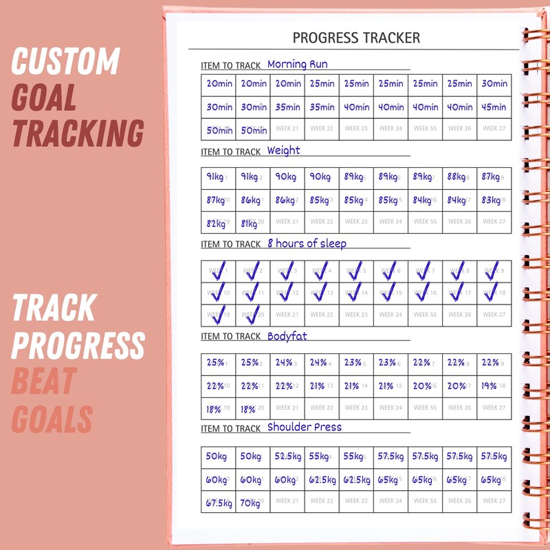 Gym Log Book (A5) - Hardback Leather PU Workout Tracker