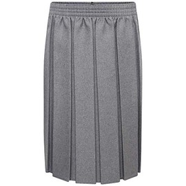 clicktostyle Girls Kids Women School Grey Box Skirt Full Pleated Full Elasticated Waist (15-16 Years)