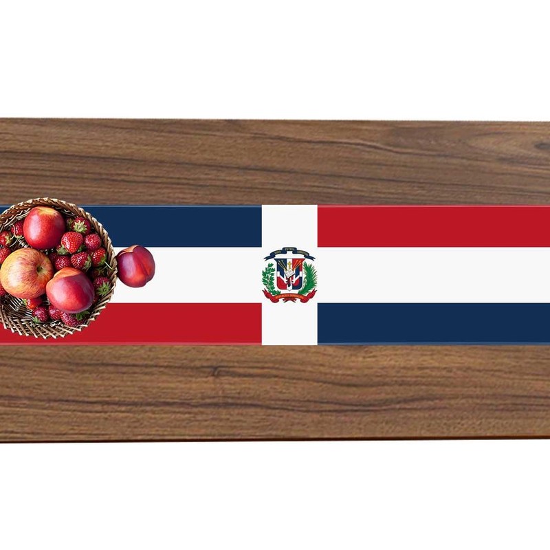 NOVDEK Dominican Table Runner,Dominican Flag Tablecloth,Durable 150D Kitchen Dining Decor,Home