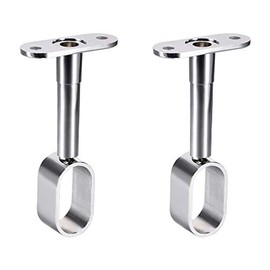 sourcing map Wardrobe Pipe Holder for Rod 16 x 30 mm, 84 - 105 mm Height (Silver Tone) Pack of 2