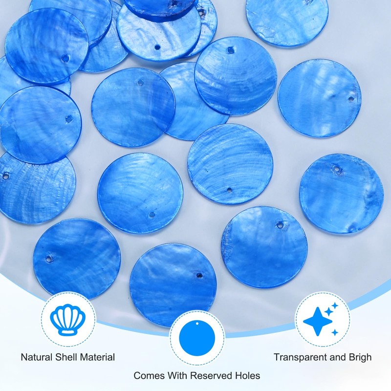 M METERXITY 20-Pack Round Capiz Sea Shells, 1 Inch(25mm) Natural