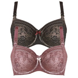 Anita Fleur 5053 Breastfeeding Bra with Underwire Size 65-105 C-J Pack of 2, berry/black