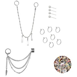XHBTS 53 Set Miyamura Izumi Earring, Anime Horimiya Cosplay Costume Accessories Feather Leaf Multi Layered Chain Drop Earring and Stickers