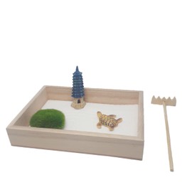 ZEN&TAO SmartMini Japanese Zen Garden Human Nature Themed 17x12cm Hard Wood (Paulownia) Tray