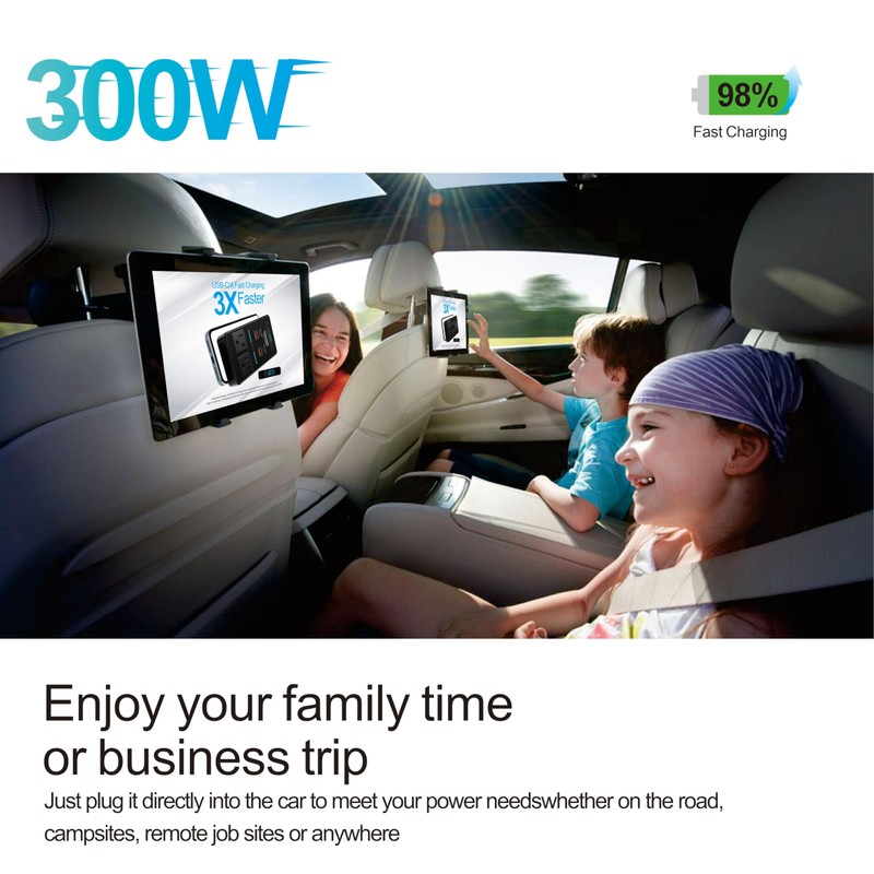 300W Car Power Inverter, DC 12V to 110V AC Car